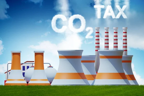 Plant in carbon tax and pollution concept - 3d rendering — Stock Photo, Image