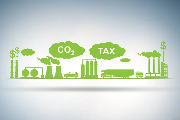 Conceito de imposto sobre o carbono com planta industrial — Fotografia de Stock