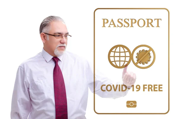 Koncepcja paszportu immunitetowego - naciśnięcie wirtualnego przycisku — Zdjęcie stockowe