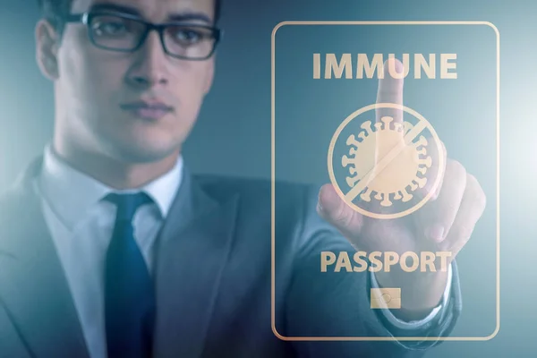 Concept of immunity passport - pressing virtual button — Stock Photo, Image