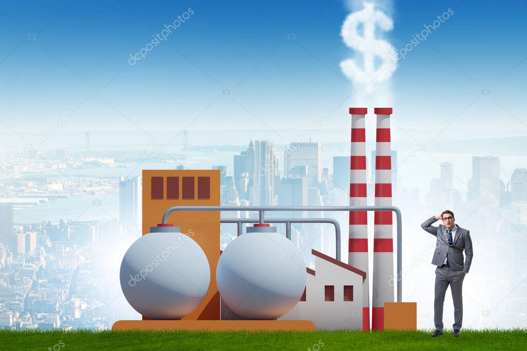 Businessman in carbon tax concept