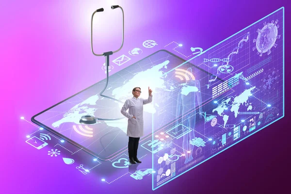 Telemedicine concept with remote diagnostics and consultation — Stock Photo, Image