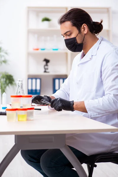 Junger Chemiker arbeitet im Labor — Stockfoto