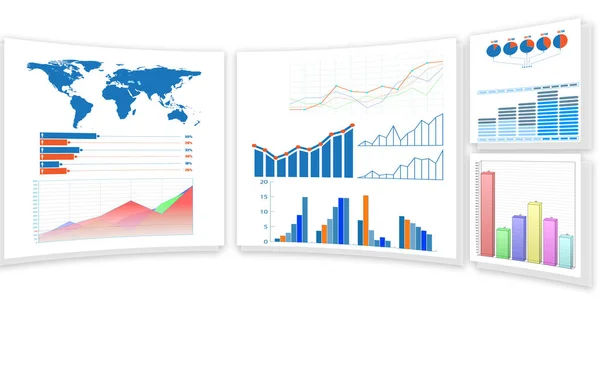 Gráficos de negócios e infográficos - renderização 3d — Fotografia de Stock