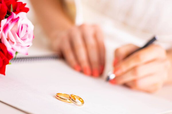 Wedding ceremony with wife and husband