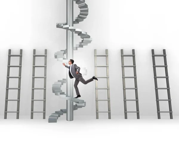 Career progression concept with ladders and staircase — Stock Photo, Image