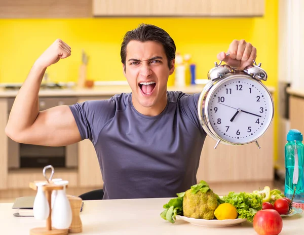 Young man in dieting and healthy eating concept — Stock Photo, Image