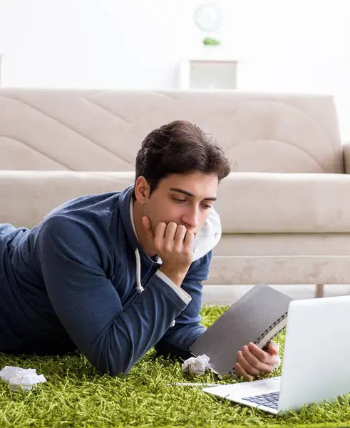 Handsome student working at startup project at home — Stock Photo, Image