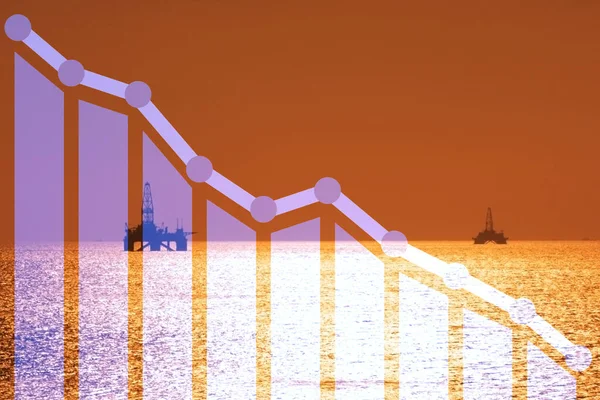 Koncept poklesu ropného průmyslu s grafem — Stock fotografie