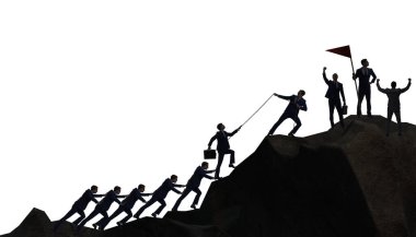 Takım çalışması kavramı dağın zirvesine tırmanıyor.