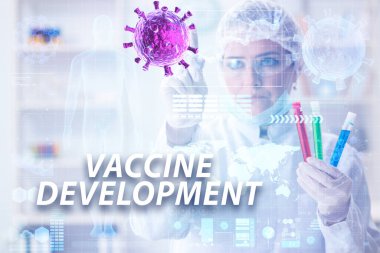 Coronavirus covid-19 aşısı üzerinde çalışan kadın doktor.