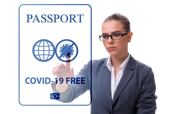 Begreppet immunitet pass - trycka på virtuell knapp — Stockfoto