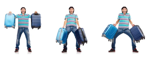 Travel vacation concept with luggage on white — Stock Photo, Image