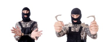 Kelepçeli asker beyazda izole edilmiş