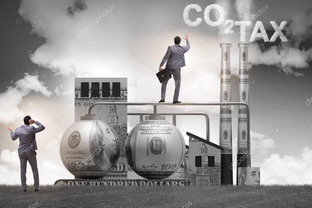 Businessman in carbon tax concept