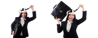 İşadamı palyaço beyazda izole edilmiş.