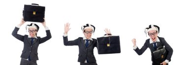 İşadamı palyaço beyazda izole edilmiş.