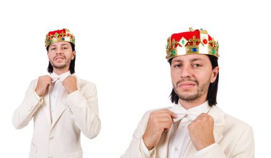 Beyaz elbiseli komik Kral