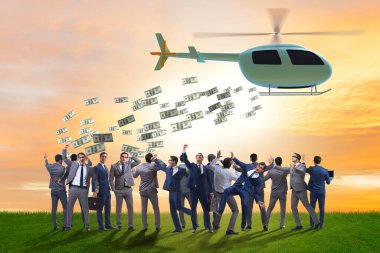 Helikopter para konseptinde iş adamı