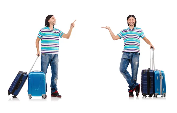 Concept de vacances de voyage avec bagages sur blanc — Photo