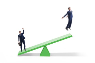 İş adamı ve tahterevalliyle rekabet konsepti