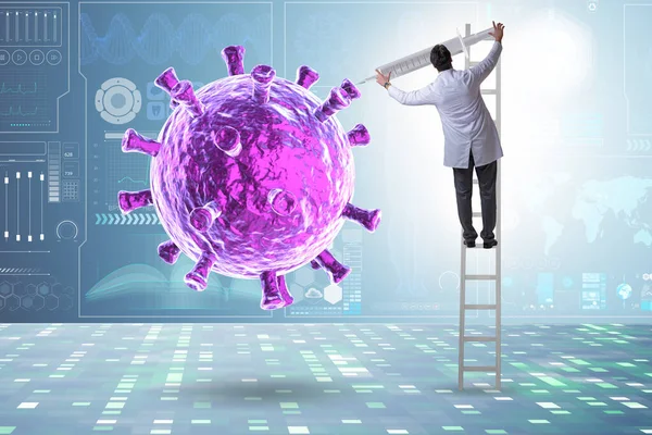 Doktorlar ve şırınga ile Coronavirus covid-19 aşı konsepti