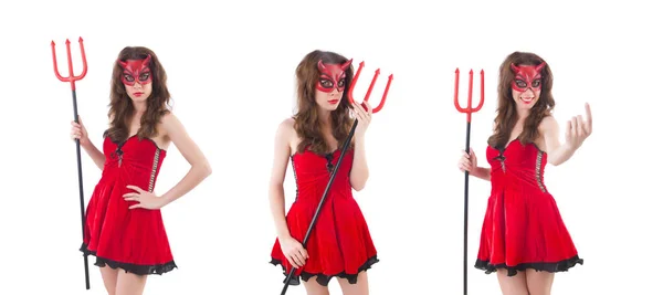 Woman as red devil in halloween concept — Stock Photo, Image