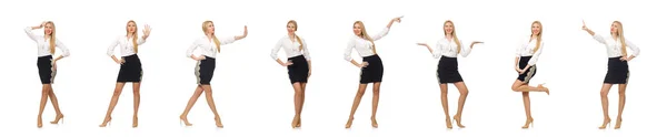 Vrouw in klassieke kantoorkleding geïsoleerd op wit — Stockfoto