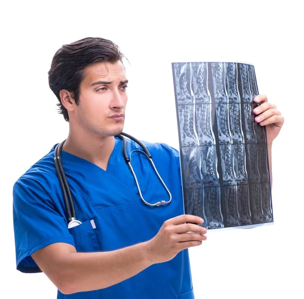 Radiologiste médecin avec image radiographique isolée sur blanc — Photo