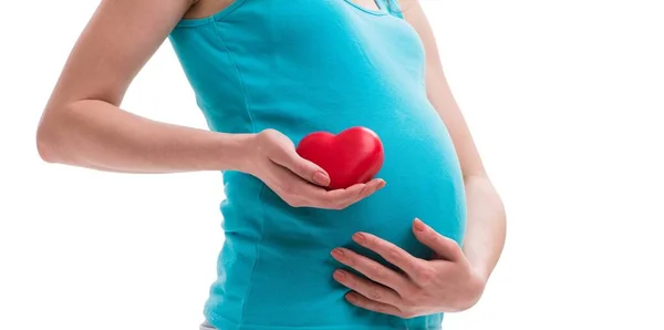 Femme enceinte isolée sur fond blanc — Photo