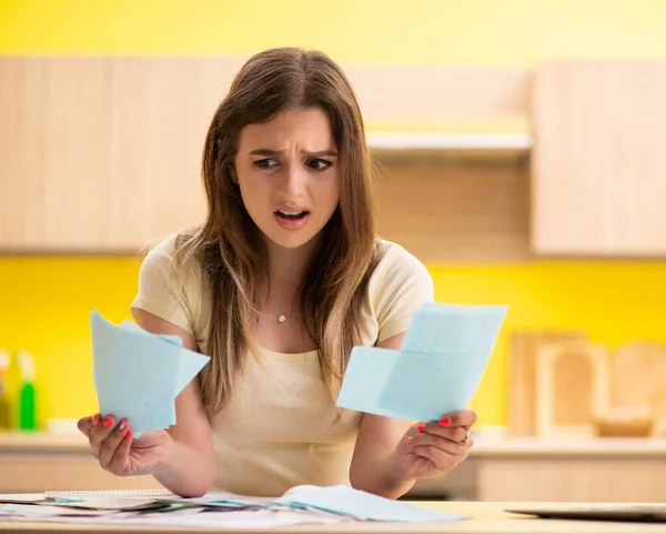 Young woman wife in budget planning concept — Stock Photo, Image