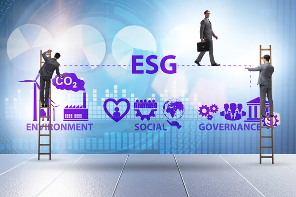 ESG-concept als milieu- en sociale governance met het bedrijfsleven — Stockfoto