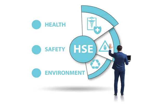 Concepto HSE para el entorno de seguridad sanitaria con empresario —  Fotos de Stock