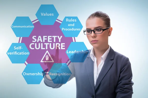 Businesswoman in safety culture concept — Stock Photo, Image