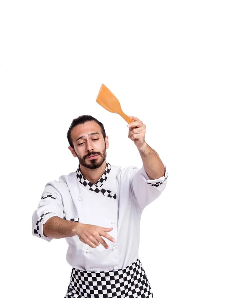 Engraçado cozinheiro masculino isolado no fundo branco — Fotografia de Stock