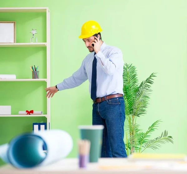 Young male architect working at the project — Stock Photo, Image