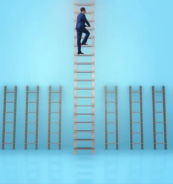 Empresário escalando escada de carreira no conceito de sucesso de negócios — Fotografia de Stock