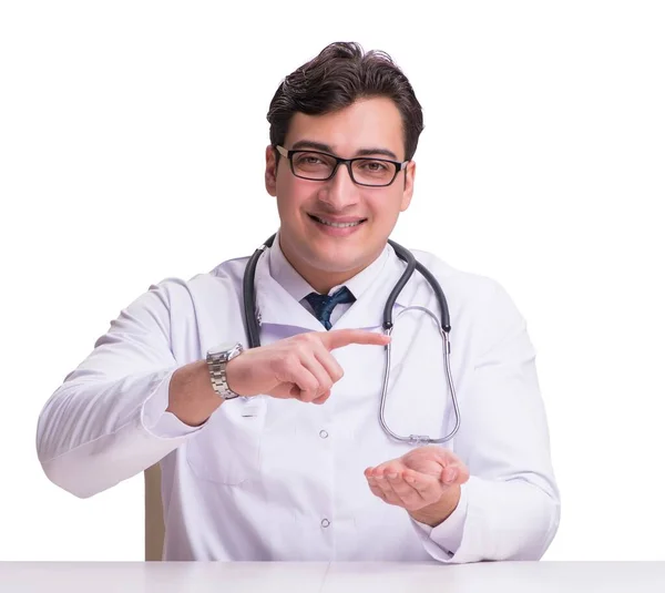 Jovem médico masculino isolado em fundo branco — Fotografia de Stock