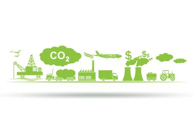 Carbon tax concept with industrial plant clipart