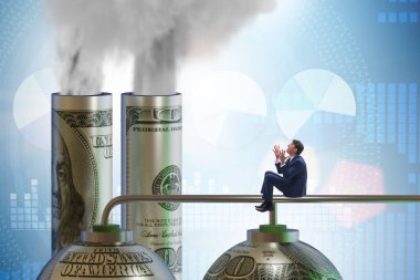 Businessman in carbon pricing concept clipart