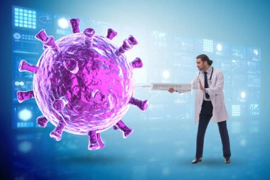 Doktorlar ve şırınga ile Coronavirus covid-19 aşı konsepti