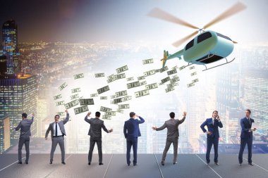 Helikopter para konseptinde iş adamı