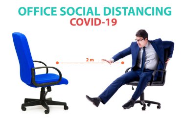 Coronavirus salgını sırasında ofis sosyal mesafelendirme kavramı