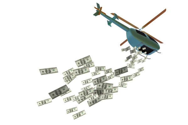 Conceito de dinheiro de helicóptero no estímulo econômico — Fotografia de Stock
