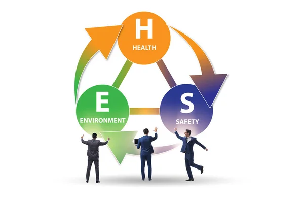 Concepto HSE para el entorno de seguridad sanitaria con empresario —  Fotos de Stock