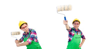 Beyaz tenli komik bir ressam.