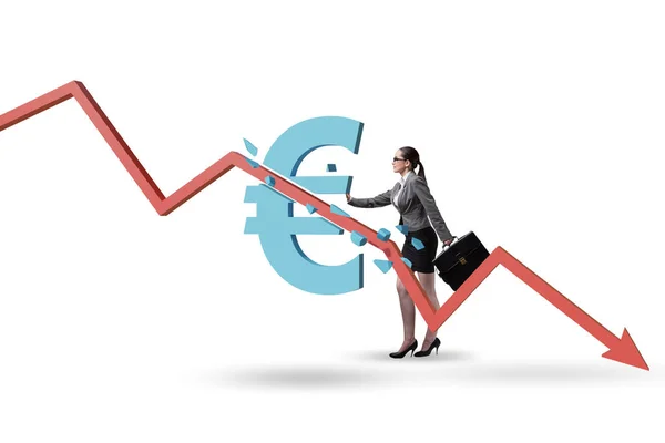 Koncepce hospodářské krize a inflace eura — Stock fotografie
