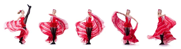 Chica en vestido rojo danza — Foto de Stock