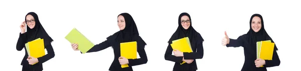 Arabische Studentin isoliert auf weißem Grund — Stockfoto