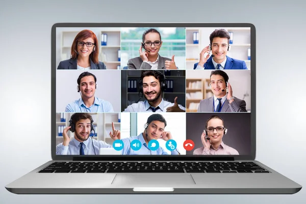 Concetto di collaborazione virtuale attraverso la videoconferenza — Foto Stock